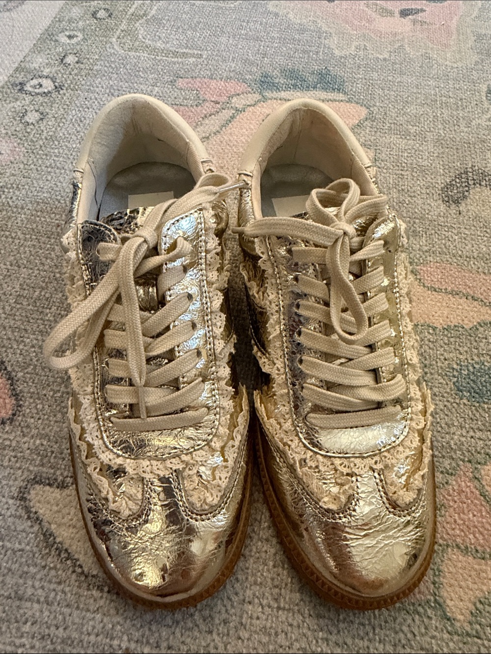 NEW Dolce Vita Metallic Gold Women's Lace-Up Sneakers size 8